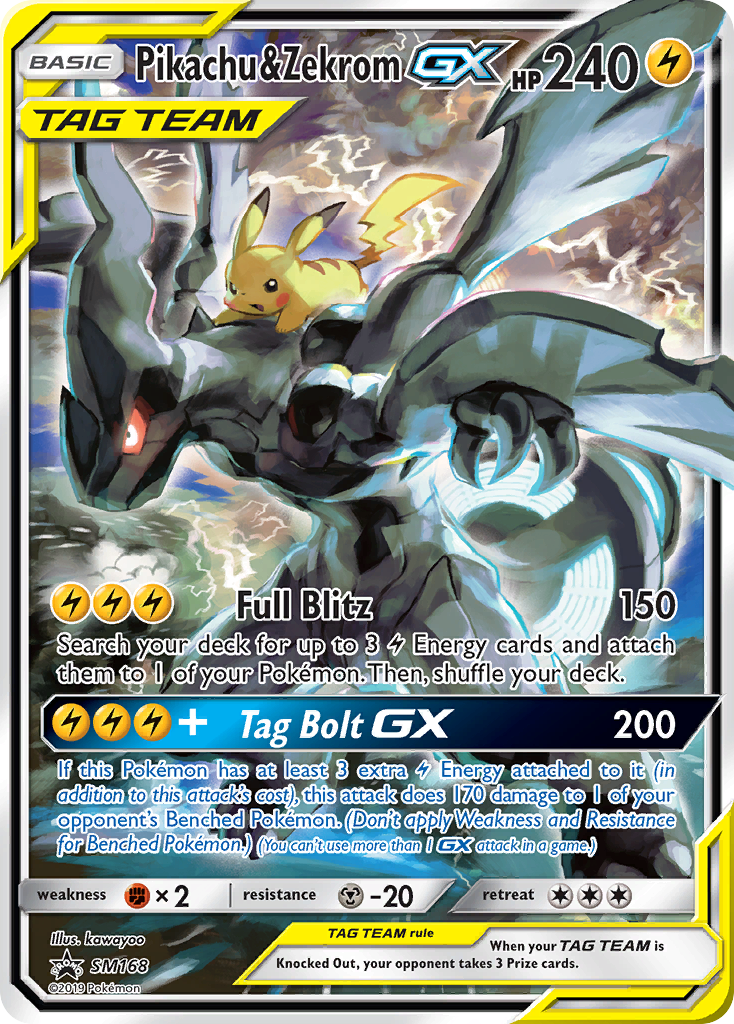 Pikachu and Zekrom-GX alternate art by kawayoo, SM Black Star Promo